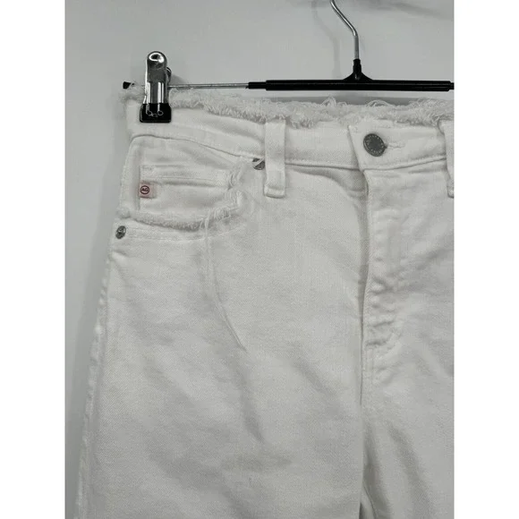 AG 26 The Isabelle High Rise Straight Crop Jeans Womens White Raw Hem PW15738 - Picture 2 of 9